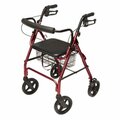 Nutrione Lumex Walkabout Four-Wheel Contour Deluxe Rollator, Burgundy NU3494523